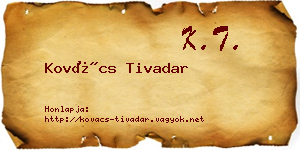 Kovács Tivadar névjegykártya
